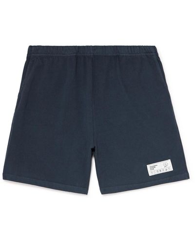 Pasadena Leisure Club Straight-leg Appliquéd Cotton-jersey Shorts - Blue