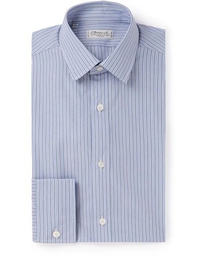 Charvet Striped Cotton Oxford Shirt - Blue