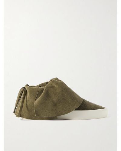 Fear Of God Moc Low Layered Distressed Suede Trainers - Green