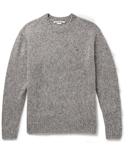 Acne Studios Kowy Logo-embroidered Shetland Wool Sweater - Gray