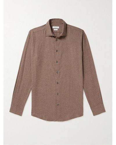 Richard James Puppytooth Cotton-flannel Shirt - Brown