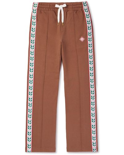 Casablancabrand Laurel Straight-leg Logo-appliquéd Organic Cotton-jersey Sweatpants - Brown