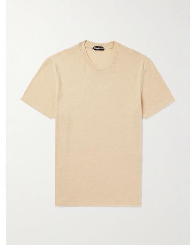Tom Ford Slim-fit Cotton-blend Jersey T-shirt - Natural