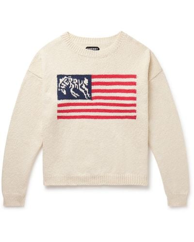 CHERRY LA Intarsia Cotton Sweater - Pink