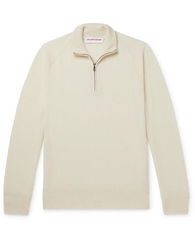 Orlebar Brown Lennard Cashmere Half-zip Sweater - Natural