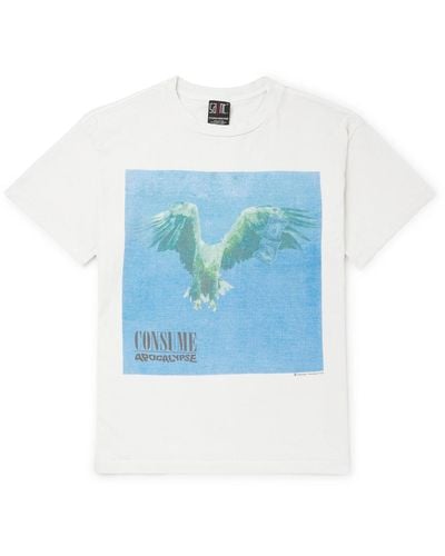 SAINT Mxxxxxx Foresomeone Nightmare Printed Distressed Cotton-jersey T-shirt - Blue