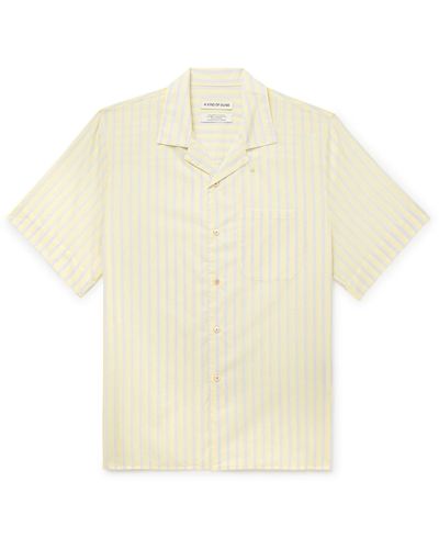 A Kind Of Guise Gioia Slim-fit Convertible-collar Striped Cotton-voile Shirt - Natural