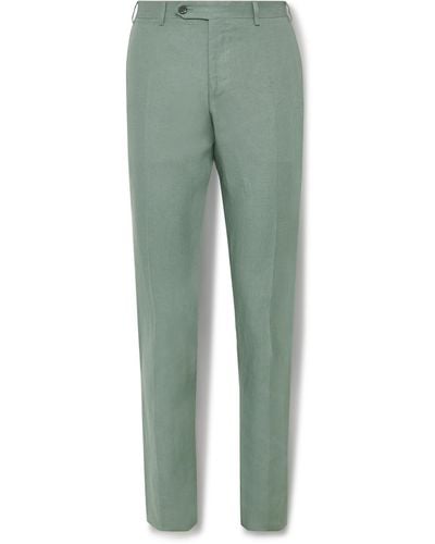 Canali Straight-leg Linen Suit Pants - Green