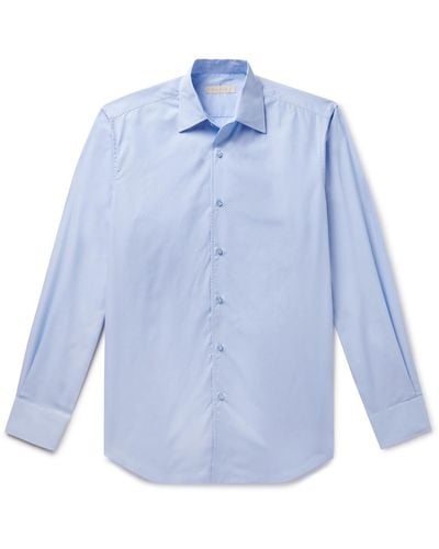 Saman Amel Cotton-poplin Shirt - Blue