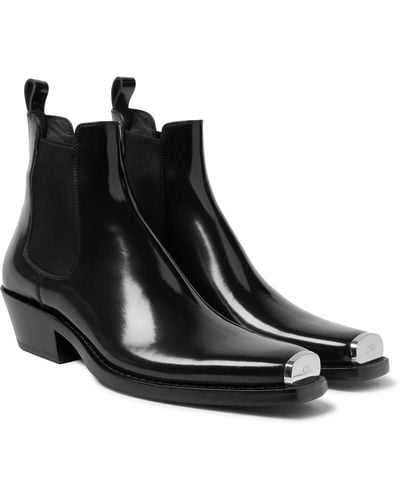 CALVIN KLEIN 205W39NYC Chris Metal Toe-cap Leather Boots - Black