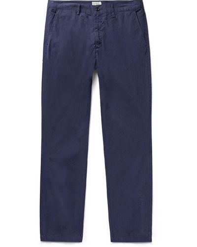 Hartford Tyron Slim-fit Straight-leg Cotton-twill Pants - Blue
