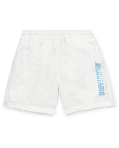 Jacquemus Mid-length Logo-print Recycled Swim Shorts - White