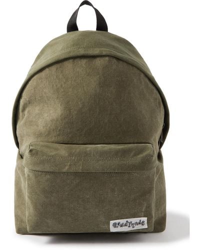 READYMADE Logo-appliquéd Distressed Cotton-canvas Backpack - Green