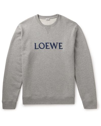 Loewe Logo-embroidered Cotton-jersey Sweatshirt - Gray