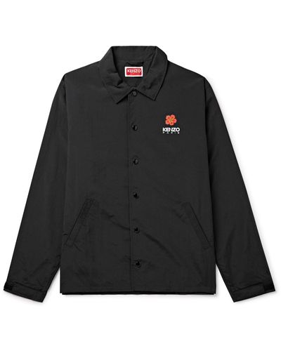 KENZO Boke Logo-print Shell Overshirt - Black