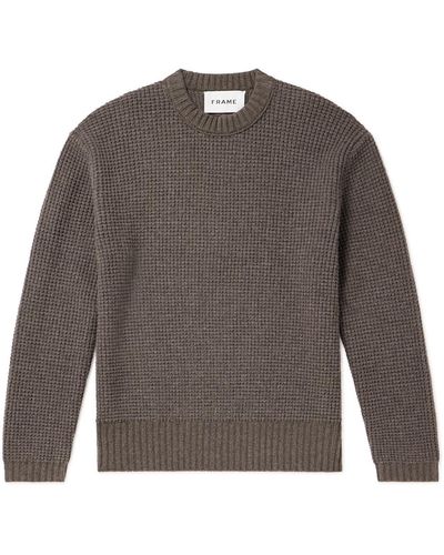 FRAME Waffle-knit Wool Sweater - Gray