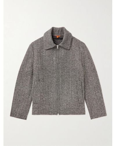 Barena Herringbone Wool-blend Jacket - Grey