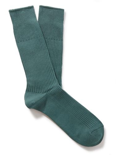 Anonymous Ism Brilliant Ribbed-knit Socks - Green