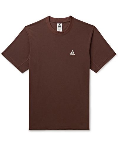 Nike Acg Logo-embroidered Dri-fit Adv T-shirt - Brown