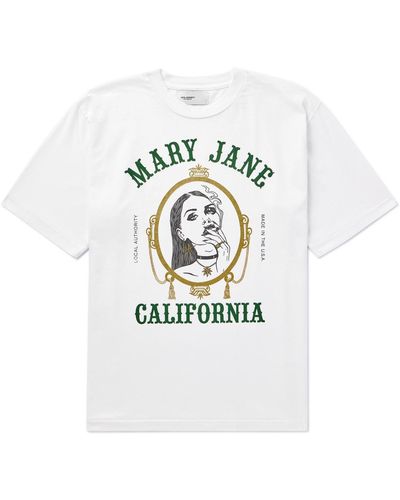 Local Authority Mary Jane Printed Cotton-jersey T-shirt - White