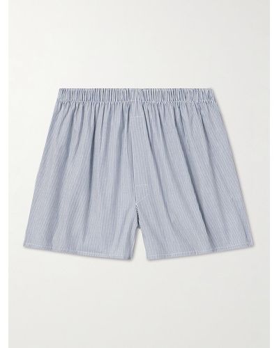 Sunspel Striped Cotton Boxer Shorts - Blue