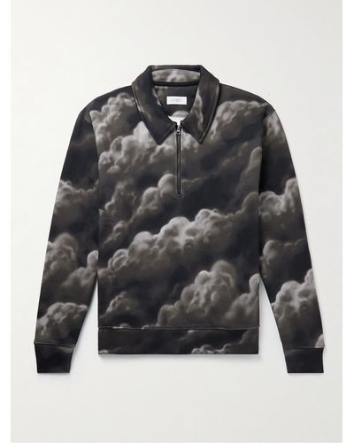 Saturdays NYC Mott Cloudscape Printed Cotton-jersey Half-zip Sweatshirt - Grey