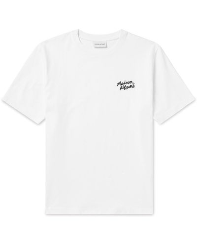 Maison Kitsuné Logo-embroidered Cotton-jersey T-shirt - White