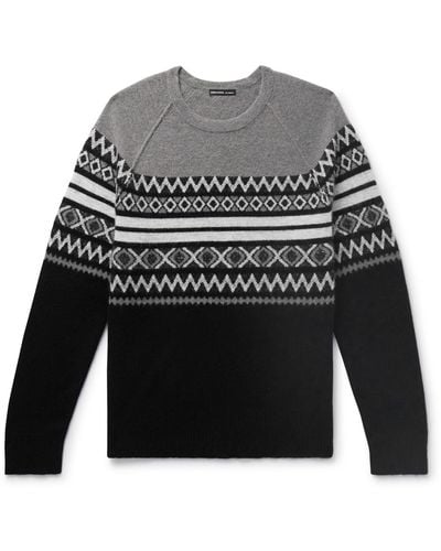 James Perse Fair Isle Cashmere And Cotton-blend Sweater - Gray