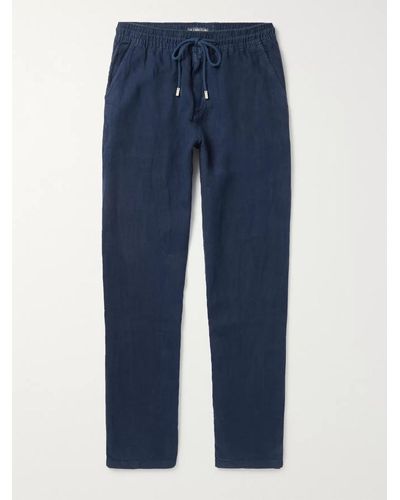 Vilebrequin Pacha Wide-leg Linen Drawstring Trousers - Blue