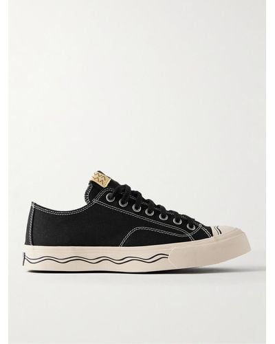 Visvim Seeger Leather And Rubber-trimmed Canvas Trainers - Black