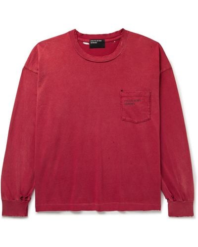 Enfants Riches Deprimes Thrashed Distressed Logo-print Cotton-jersey T-shirt - Red
