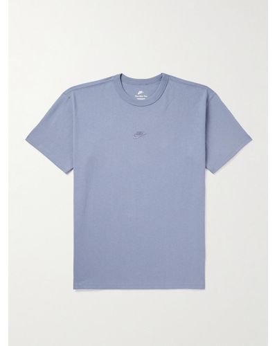Nike T-shirt in jersey di cotone con logo ricamato Sportswear Premium Essentials - Blu