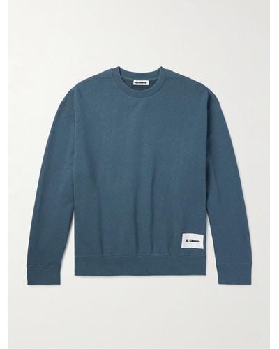 Jil Sander Sweatshirt aus Baumwoll-Jersey mit Logoapplikation - Blau