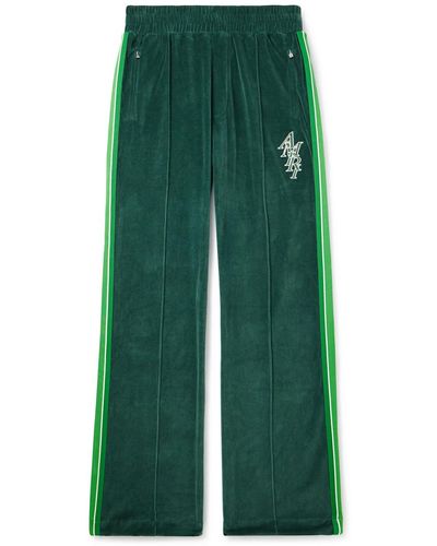 Amiri Straight-leg Logo-embroidered Striped Cotton-velour Track Pants - Green