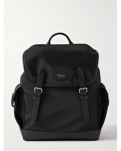 Mulberry Heritage Full Grain Leather-trimmed Recycled-nylon Backpack - Black