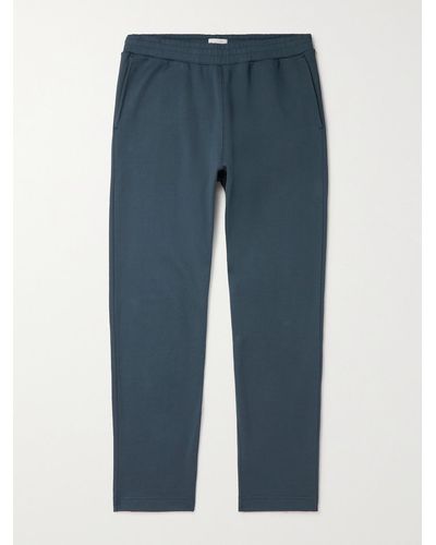 Sunspel Tapered Sea Island Cotton-jersey Sweatpants - Blue