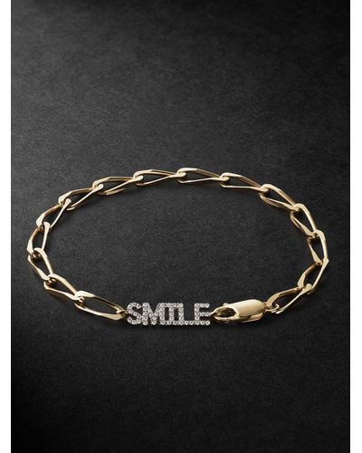 Yvonne Léon Smile Gold Diamond Chain Bracelet - Black