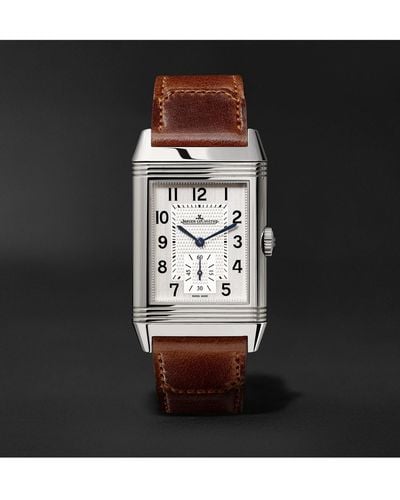 Jaeger-lecoultre Reverso Classic Large Duoface Hand-wound 47mm X 28.3mm Stainless Steel And Leather Watch - Multicolor