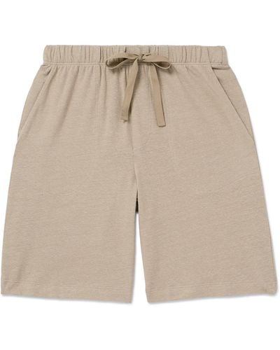 Hanro Straight-leg Stretch-cotton And Linen-blend Jersey Drawstring Shorts - Natural