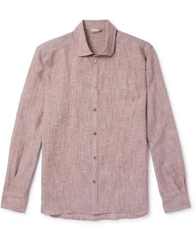 Zimmerli of Switzerland Cutaway-collar Linen And Cotton-blend Shirt - Pink