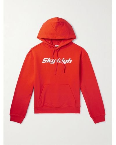 Sky High Farm Felpa in jersey di cotone biologico con cappuccio e logo - Rosso