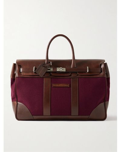 Brunello Cucinelli Leather And Flannel Holdall - Red