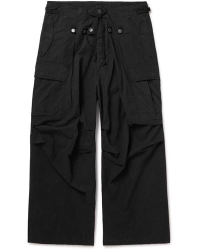Kapital Jumbo Wide-leg Cotton-blend Ripstop Cargo Pants - Black