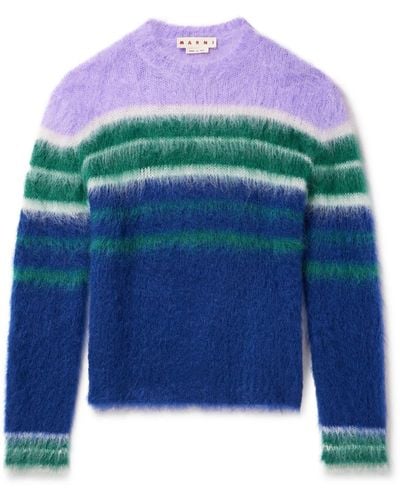 Marni Striped Mohair-blend Sweater - Blue