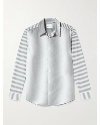 NN07 Throwing Fits Quinsy 5973 Striped Cotton-poplin Shirt - Grey
