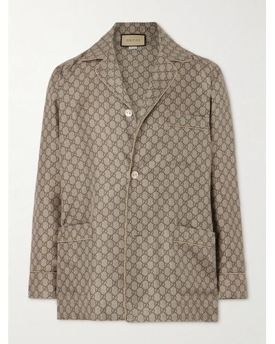 Gucci Blazer in lana con monogramma - Neutro