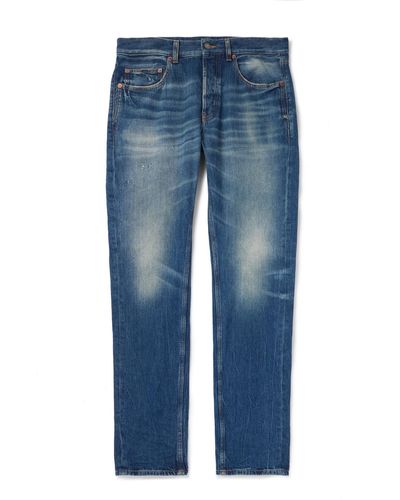 Saint Laurent Straight-leg Distressed Jeans - Blue
