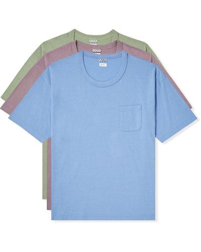 Visvim Sublig Jumbo Three-pack Cotton-jersey T-shirts - Blue