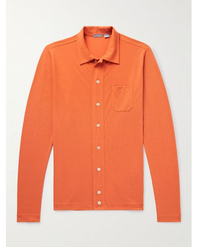 Incotex Slim-fit Icecotton-crepe Shirt - Orange