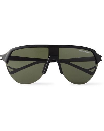 District Vision Nagata Speed Blade Nylon And Titanium Polarised Sunglasses - Green
